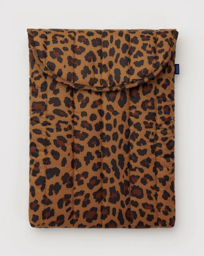 16" PUFFY LAPTOP SLEEVE - LEOPARD