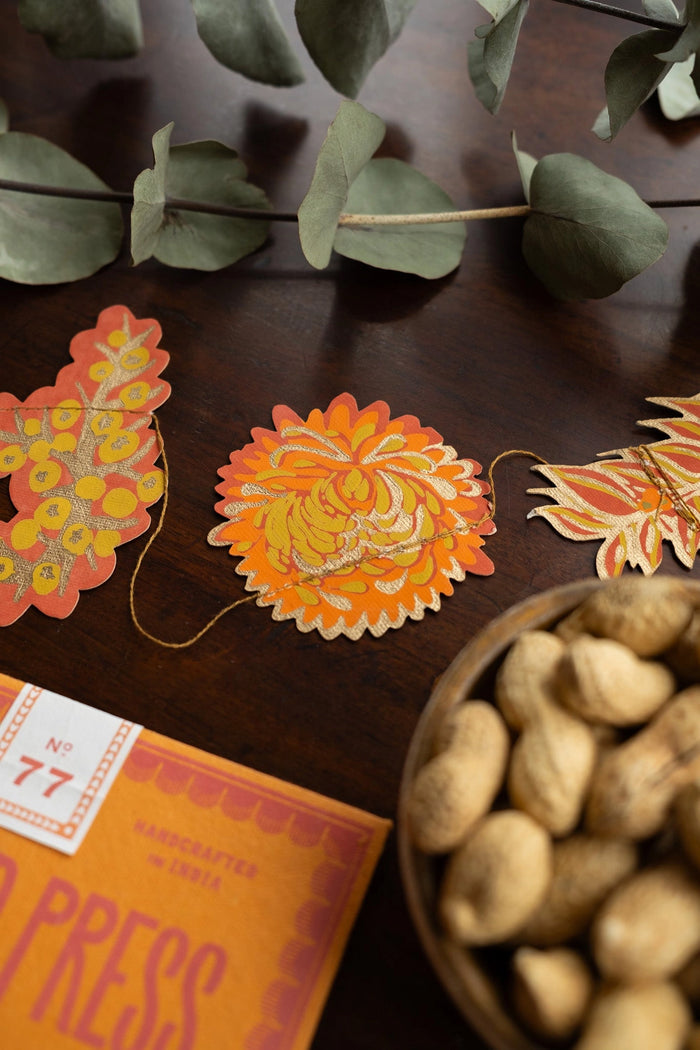 Autumn Blooms Screen Printed and Sewn Garland