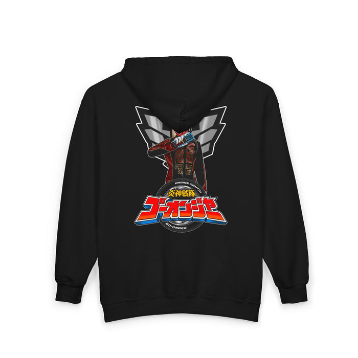 Go-Onger Full Zip Hoodie Custom Graphic Art Cosplay Shirts Rangers Retro Vintage 90s