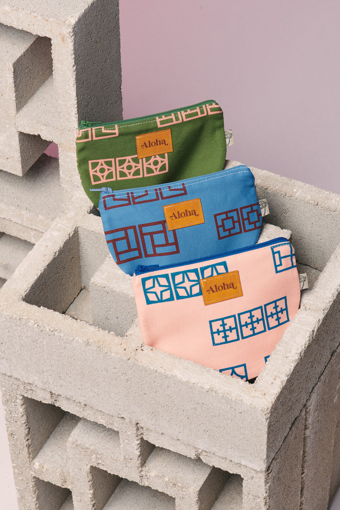 Half Round Pouch - Breeze Block Ivy