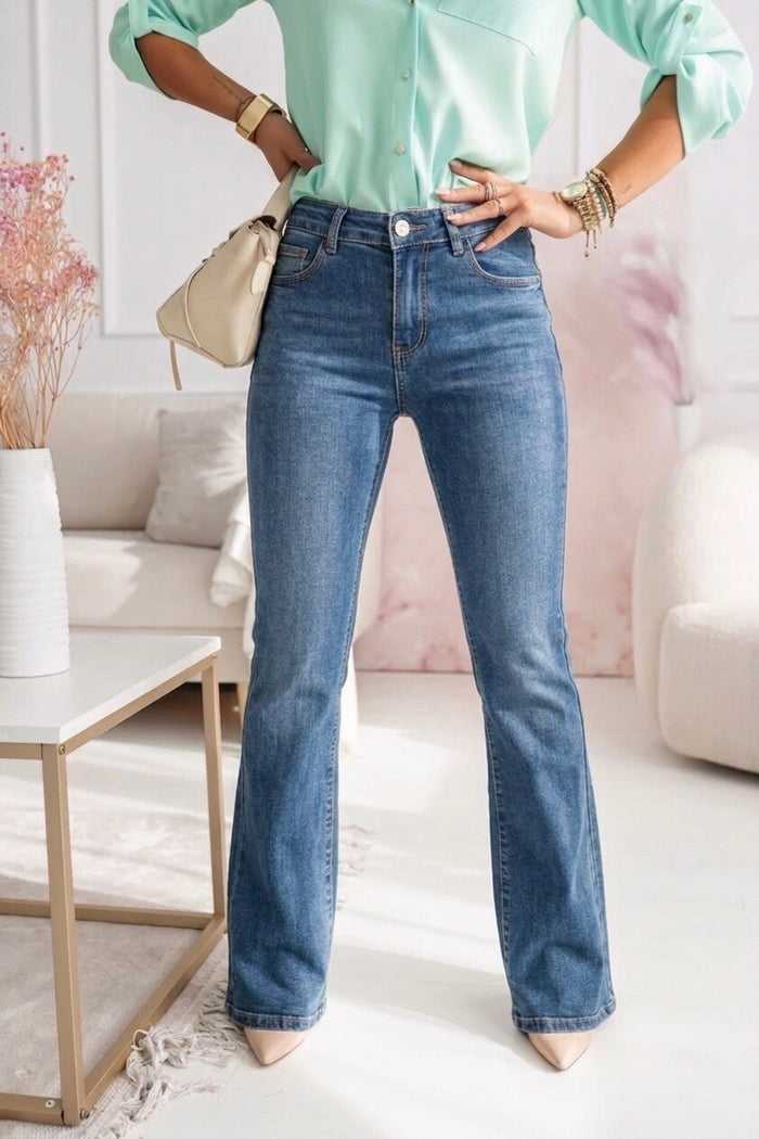 High waist flared Push- up Jeans blau