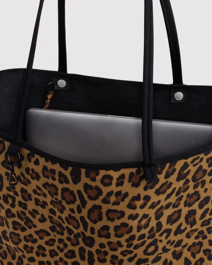 LARGE NYLON REVERSIBLE TOTE - LEOPARD MIX