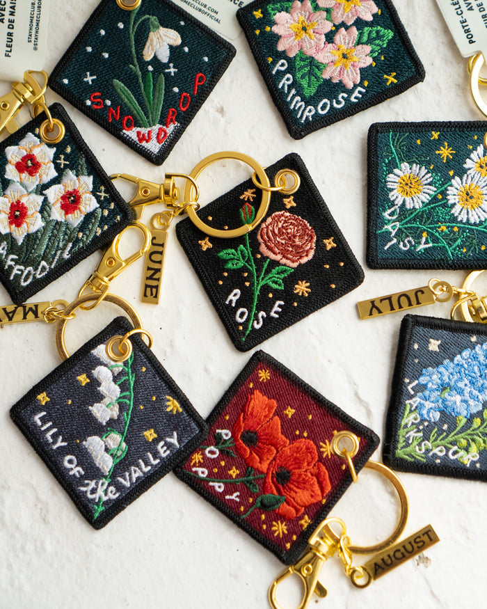 Larkspur - July Birth Flower Keychain