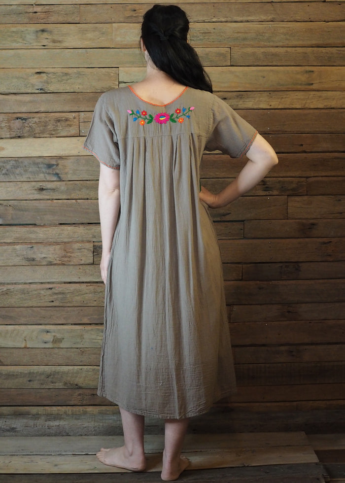 Long Frida Dress Taupe and Brights