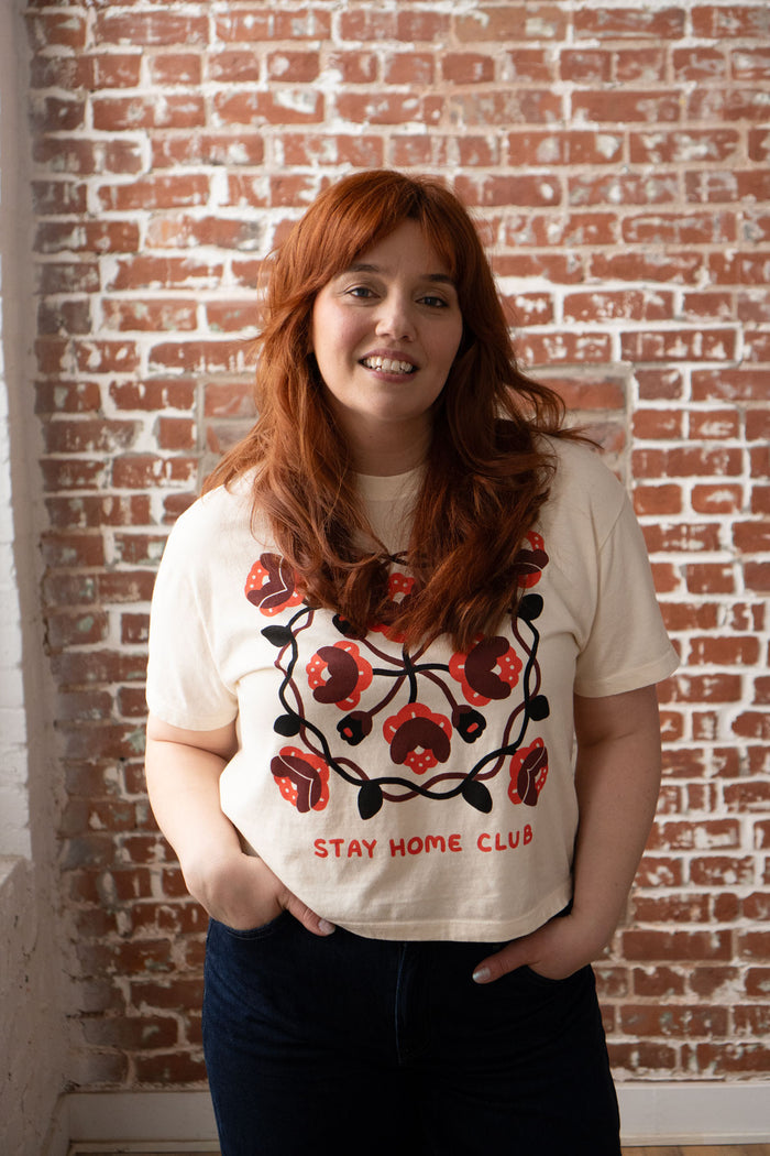 Rosebud CC Boxy Tee | Cream
