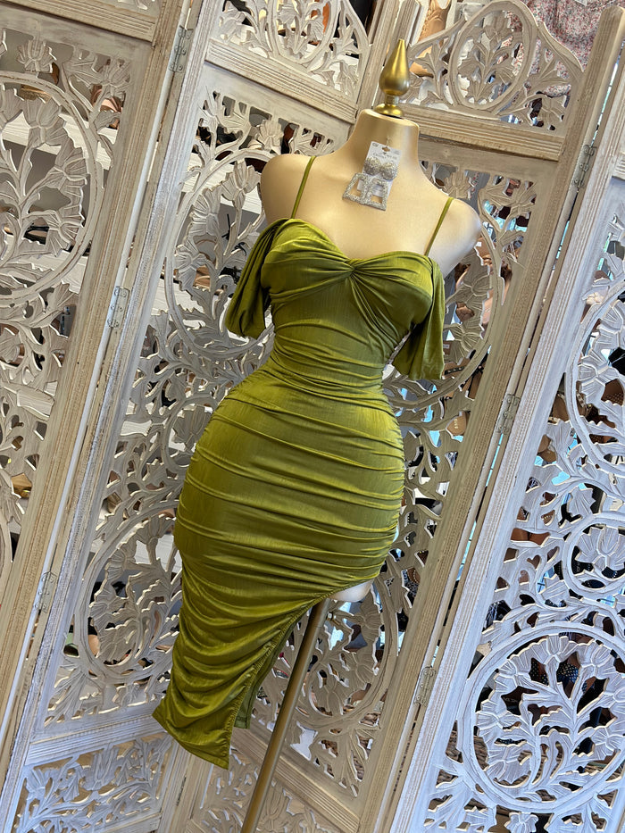 Side Slit Ruched Dress