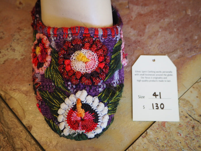 Size 41 Ballerina Sandals - White Flower on Purple
