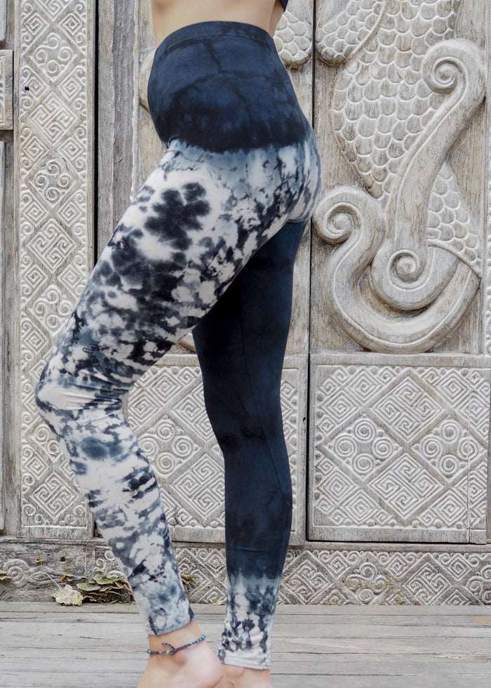 Tie dye Leggings- Asymmetric Black and White