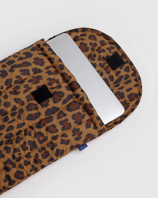 16" PUFFY LAPTOP SLEEVE - LEOPARD