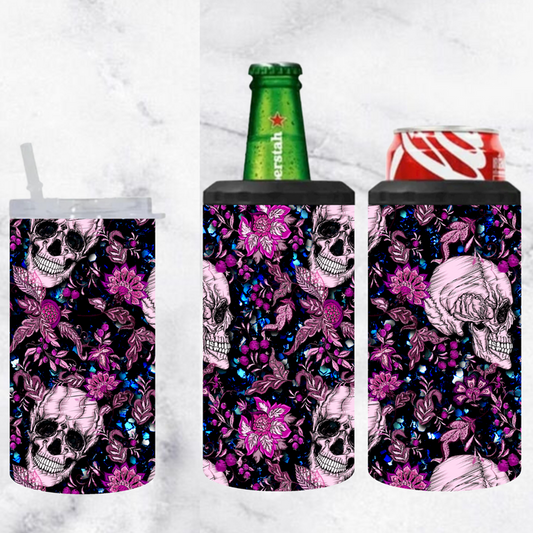 3 in 1 tumbler  SKULLS AND FLOWERS