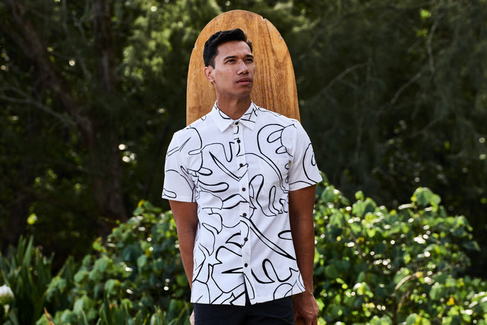 Abstract Monstera White & Black