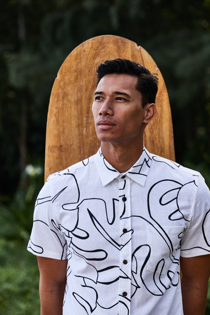 Abstract Monstera White & Black