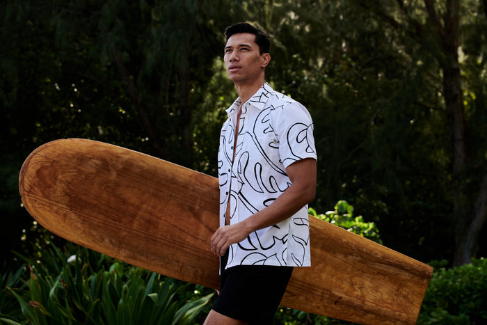 Abstract Monstera White & Black