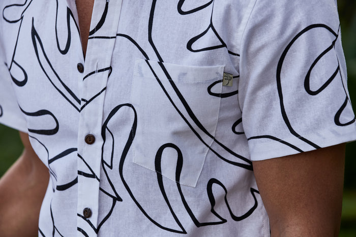 Abstract Monstera White & Black