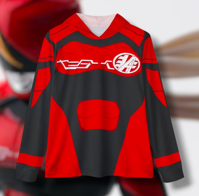 Akibaranger Red Hoodie (Full Print) Lightweight, Breathable, workout, pull over, fitness Hoodie Super Sentai Custom