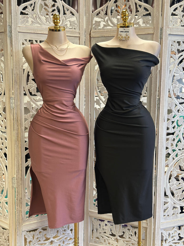 Asymmetrical One Shoulder Dress- Stretchy,Estira
