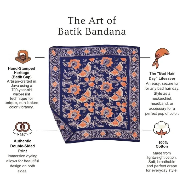 Batik Bandana - Passion Flutter Blue Peach