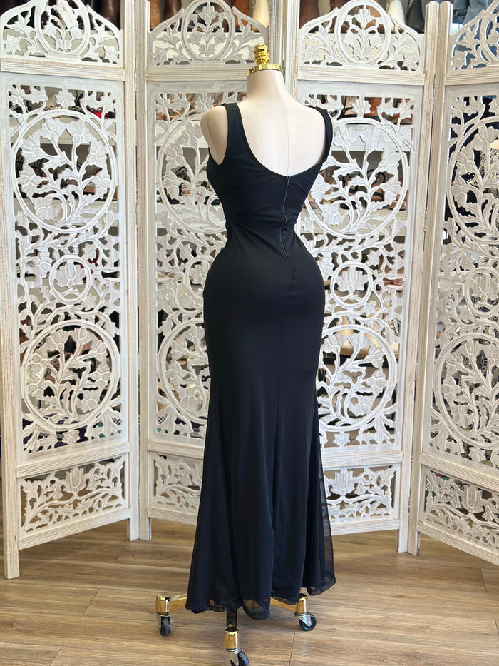 Boat Neck Knotted Formal Dress- Stretchy, Estira