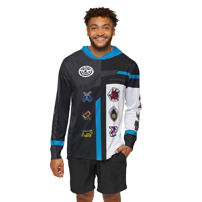 Boonboomger Black Champion Hoodie (Full Print) Lightweight, Breathable, workout, pull over, fitness Hoodie Super Sentai Custom