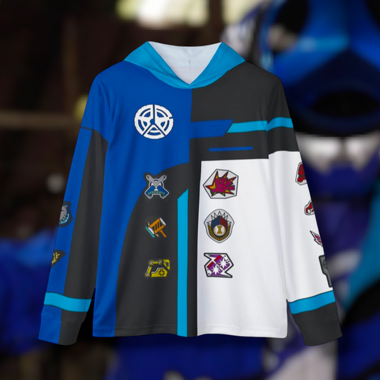 Boonboomger Blue Champion Hoodie (Full Print) Lightweight, Breathable, workout, pull over, fitness Hoodie Super Sentai Custom