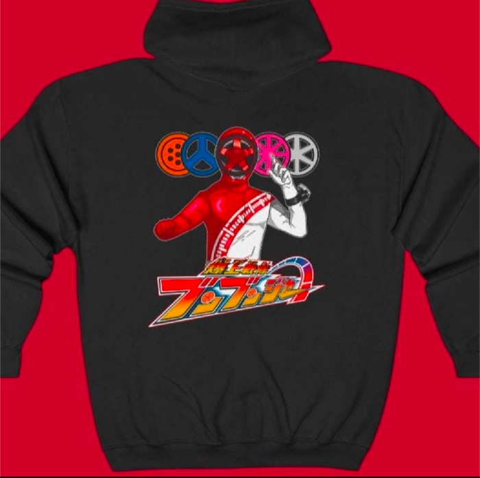 BoonBoomger Full Zip Hoodie Super Sentai Custom Graphic Art Cosplay Shirts Rangers Retro Vintage 90s