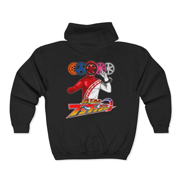 BoonBoomger Full Zip Hoodie Super Sentai Custom Graphic Art Cosplay Shirts Rangers Retro Vintage 90s