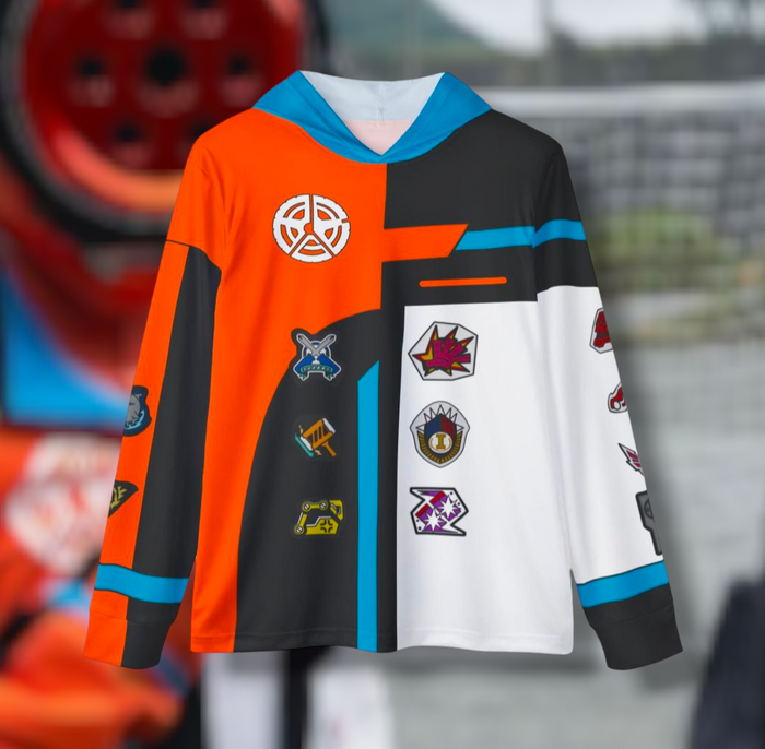Boonboomger Orange Champion Hoodie (Full Print) Lightweight, Breathable, workout, pull over, fitness Hoodie Super Sentai Custom