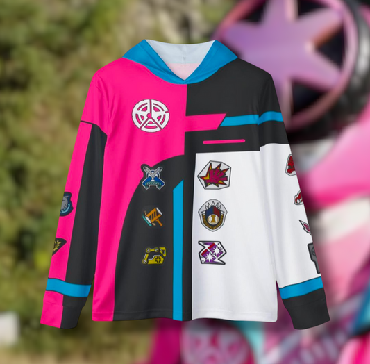 Boonboomger Pink Champion Hoodie (Full Print) Lightweight, Breathable, workout, pull over, fitness Hoodie Super Sentai Custom