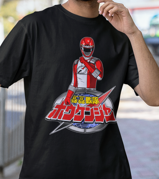 Super Sentai Inspired Boukenger T shirt featuring Red ranger and logo