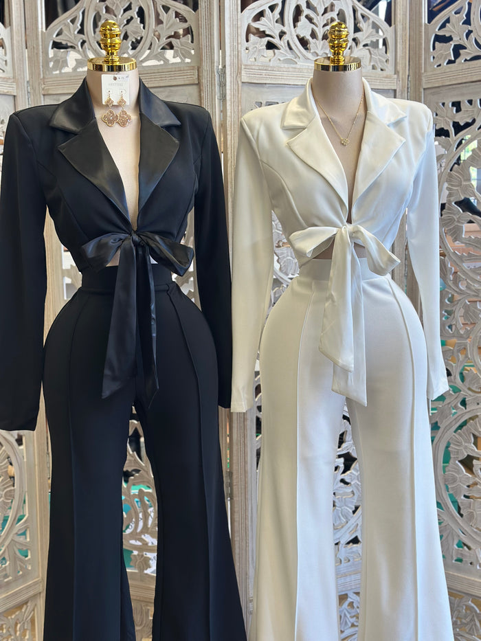 Bow Blazer and Pants Set- Stretchy,Estira