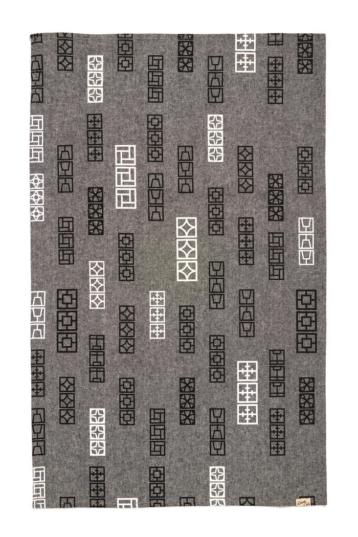 Breeze Block Linen Tea Towel - Black