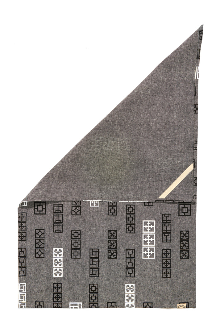 Breeze Block Linen Tea Towel - Black