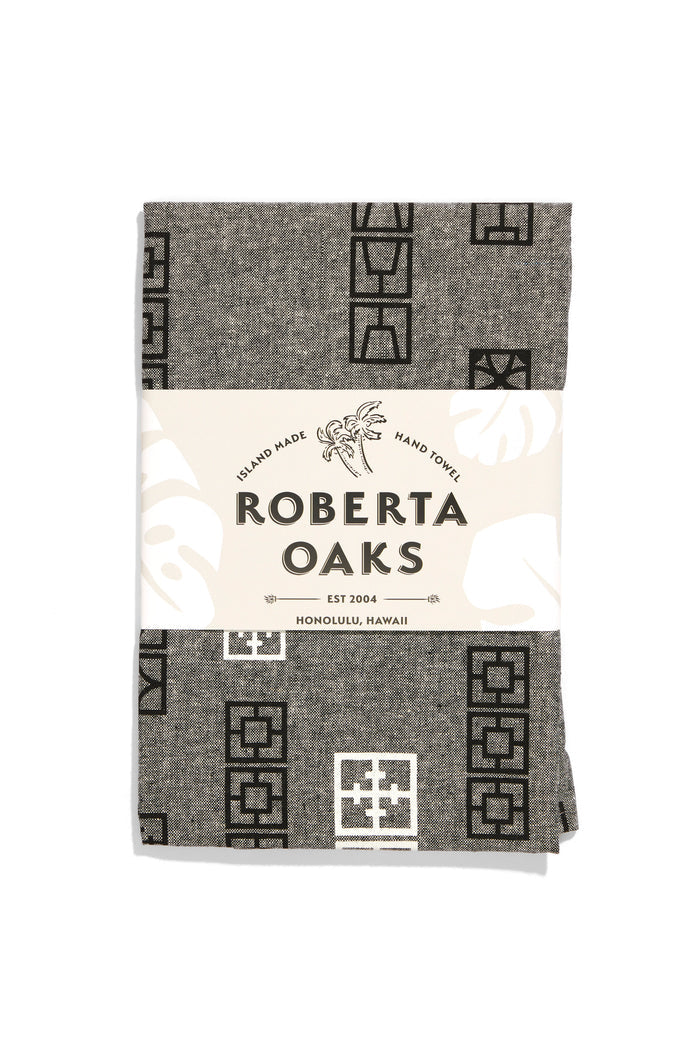 Breeze Block Linen Tea Towel - Black