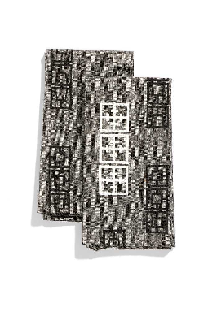 Breeze Block Napkin Set - Black