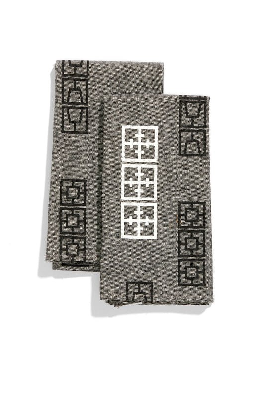Breeze Block Napkin Set - Black