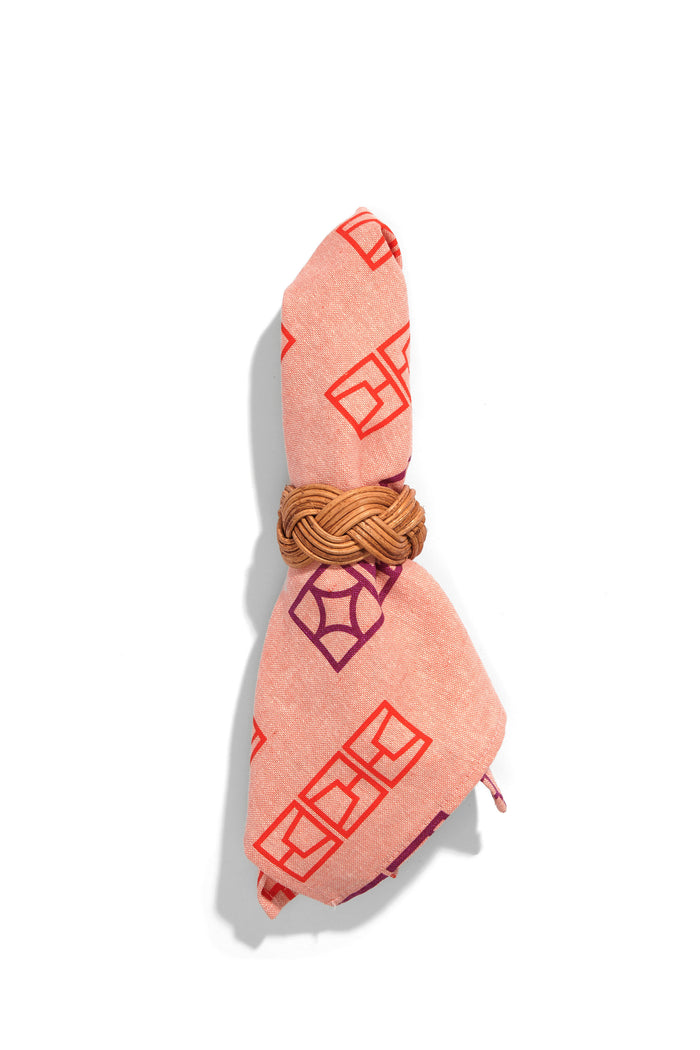 Breeze Block Napkin Set - Coral