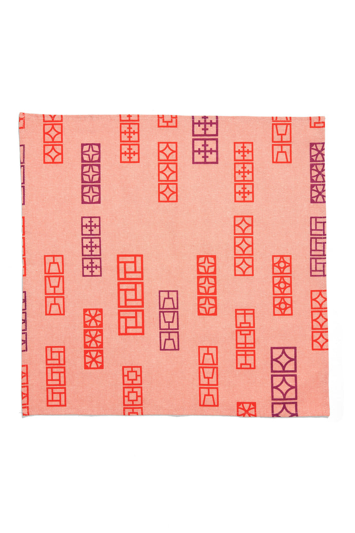 Breeze Block Napkin Set - Coral