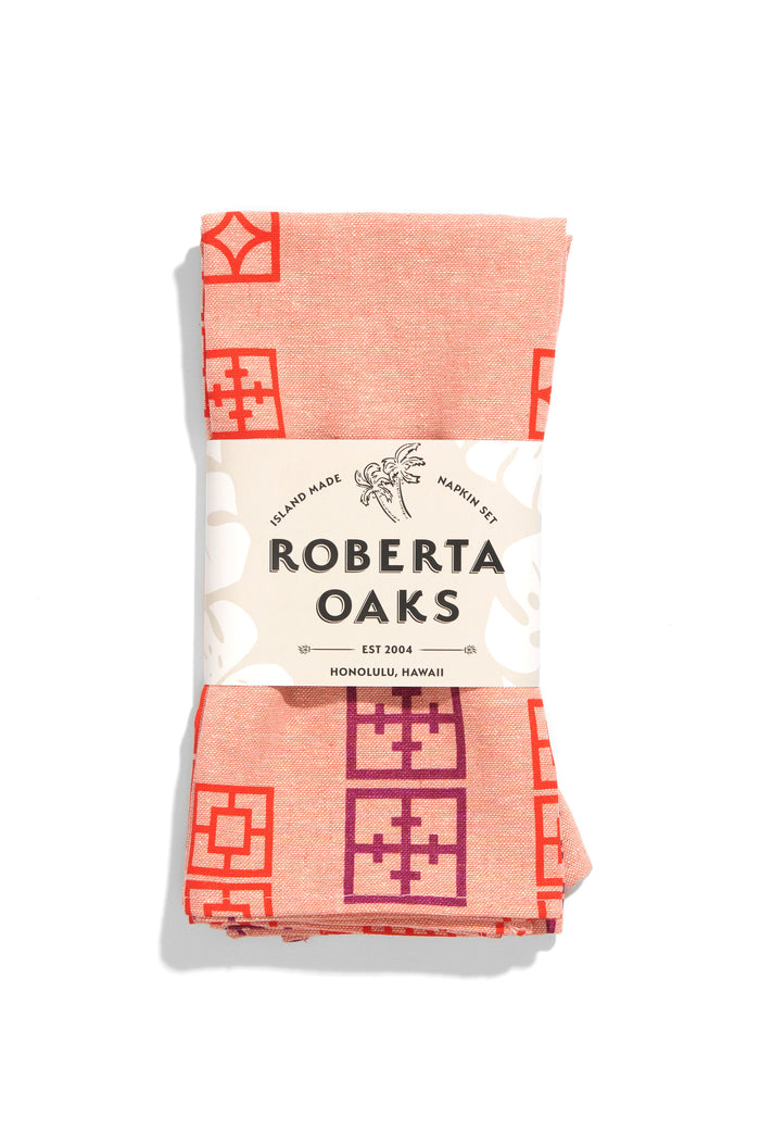 Breeze Block Napkin Set - Coral