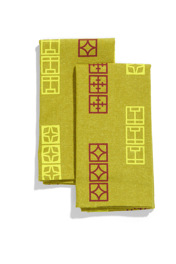 Breeze Block Napkin Set - Moss