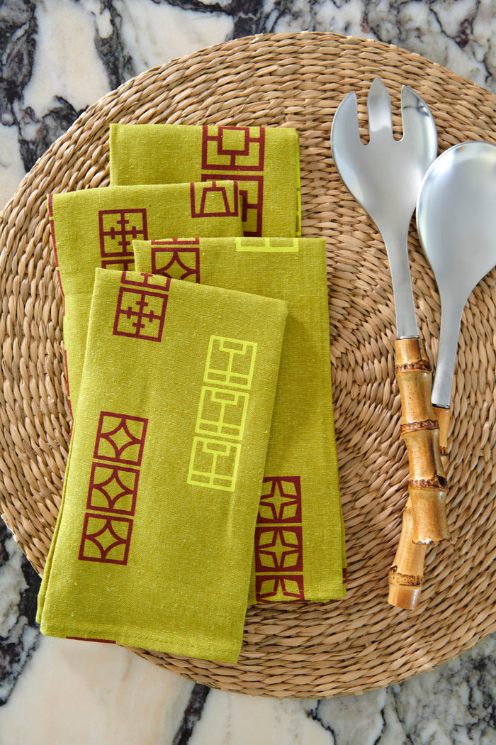 Breeze Block Napkin Set - Moss