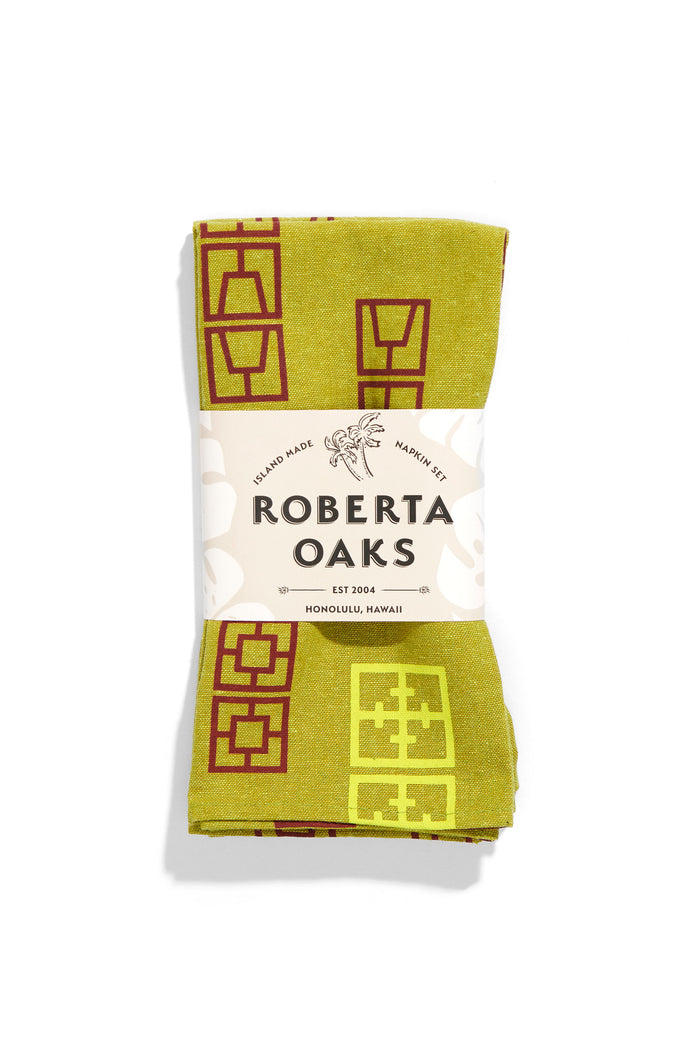 Breeze Block Napkin Set - Moss