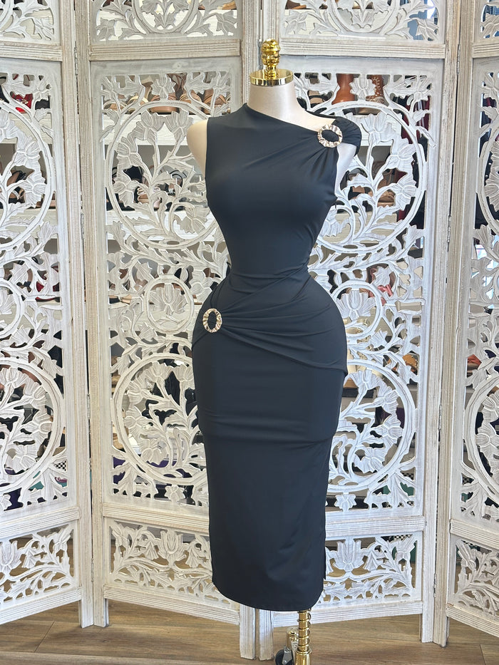 Broche Wrapped Midi Dress - Estira, Stretchy