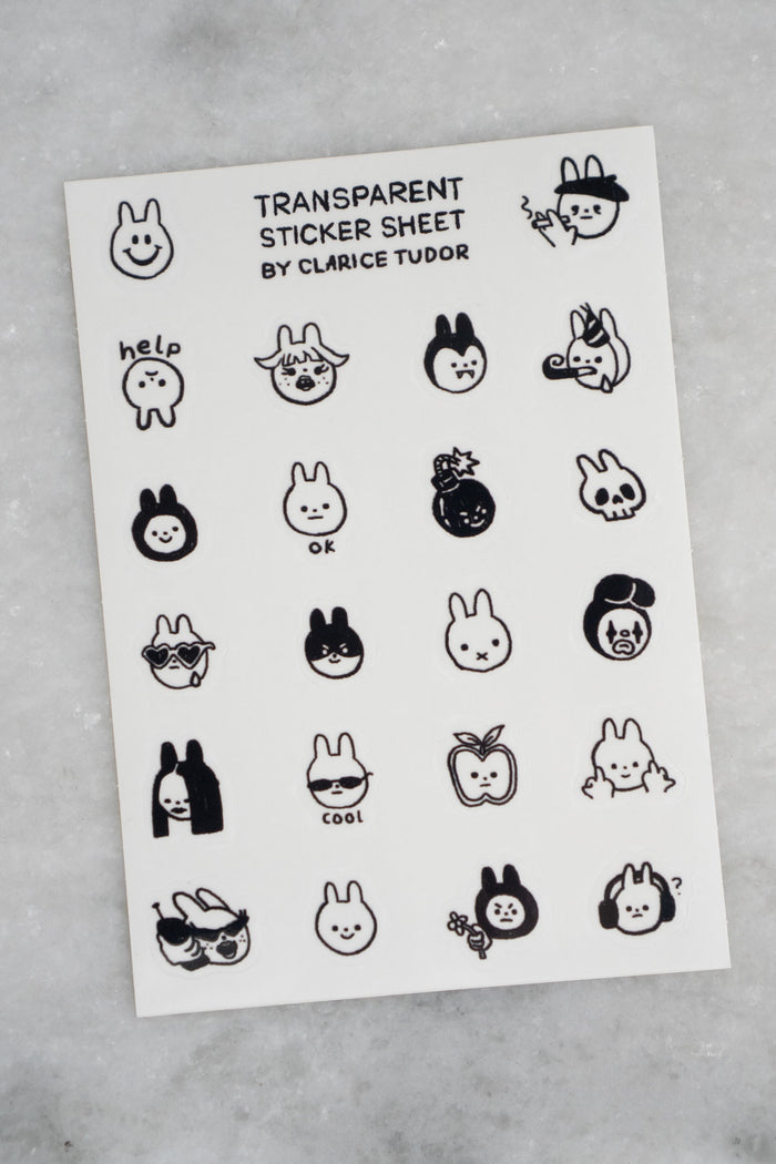 Bunnies - Clear Sticker Sheet