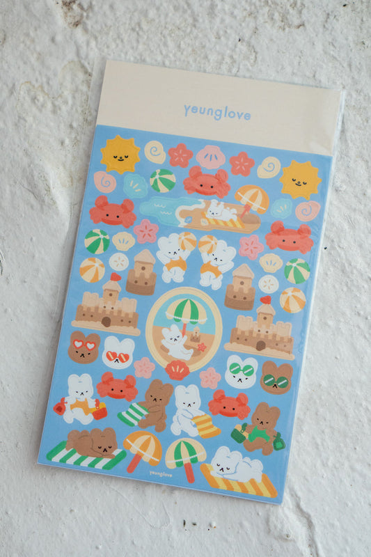 Bunny Beach Day Sticker Sheet
