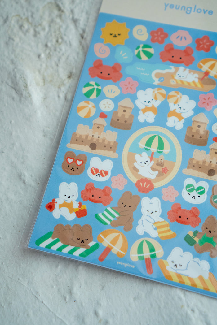 Bunny Beach Day Sticker Sheet