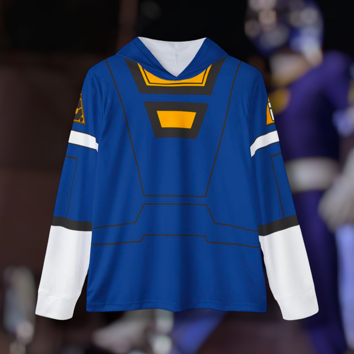 Carranger Blue Racer Hoodie (Full Print)  Lightweight, Breathable, workout, pull over, fitness Hoodie Super Sentai Custom
