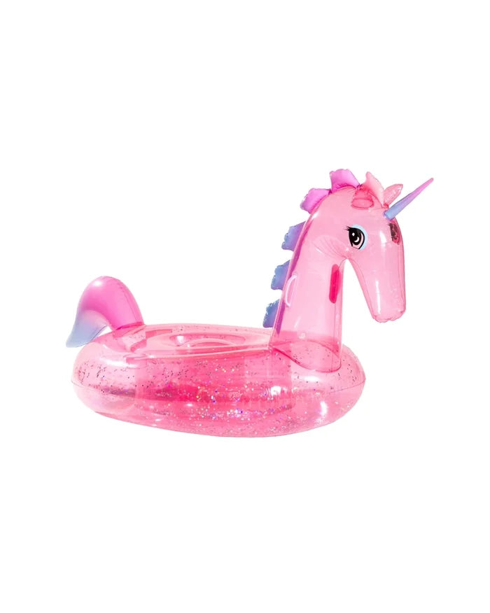 Clear Pink Glitter Unicorn Float