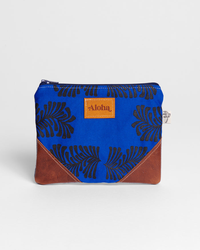 Corner Pouch - Woodblock Fern Lapis