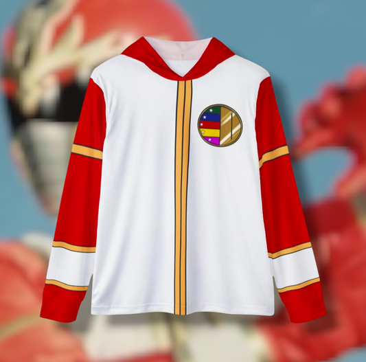 Dairanger Ryo Red Hoodie (Full Print) Lightweight, Breathable, workout, pull over, fitness Hoodie Super Sentai Custom