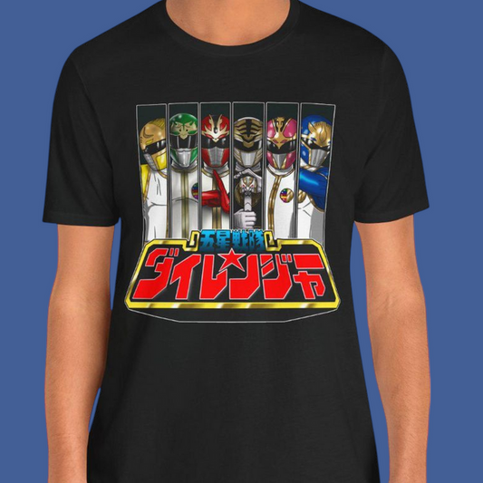 Dairanger Team Tee Super Sentai T Shirt Custom Graphic Art Cosplay Shirts Rangers Retro Vintage 90s